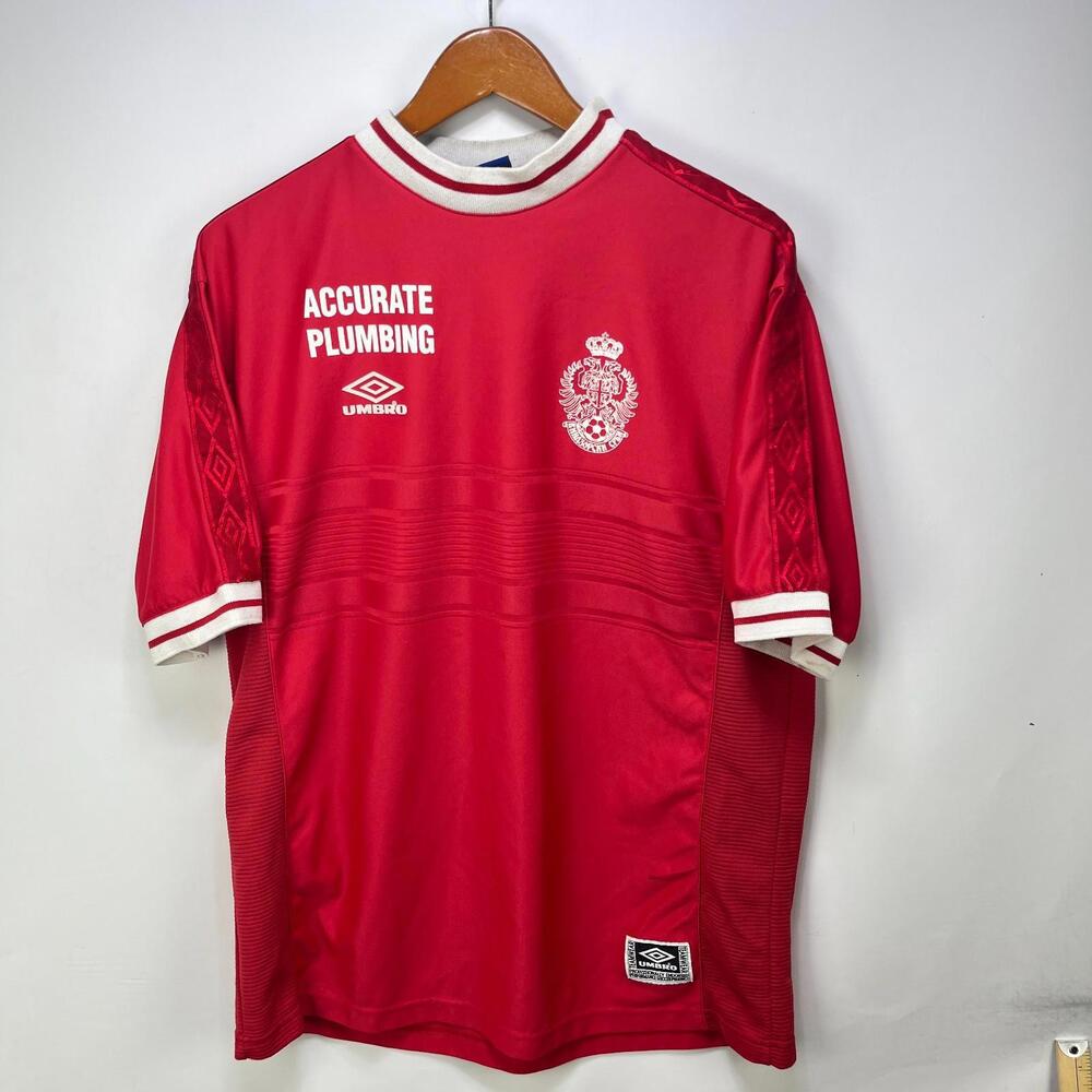 Vintage 90s Umbro Serbia Yugoslavia Team Soccer Jersey Large